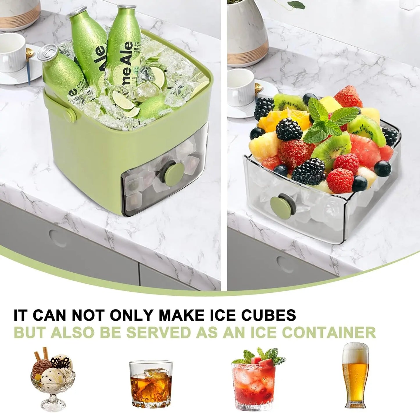 Bandeja para cubitos de hielo de 48 rejillas con compartimento de almacenamiento: fácil liberación con un solo toque