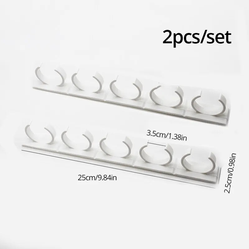 2pcs Wall-Mounted Grey Plastic Spice Rack – Adhesive Jar Holder