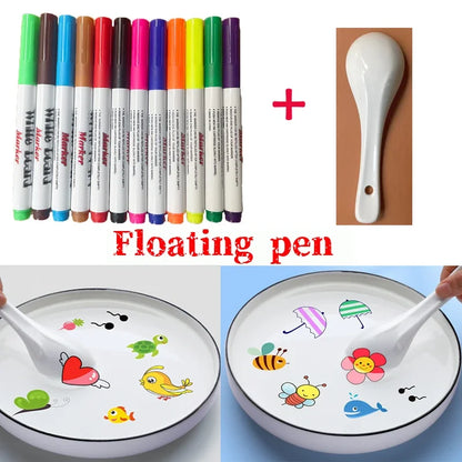 Magical Floating Ink Water Painting Pens – 8/12 Colour Set